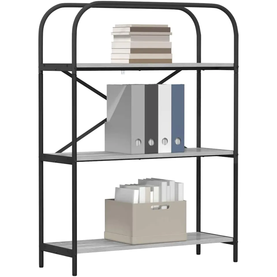 vidaXL Boekenkast 3-laags 80 x 30 x 109 cm Bewerkt hout Grijs Sonoma