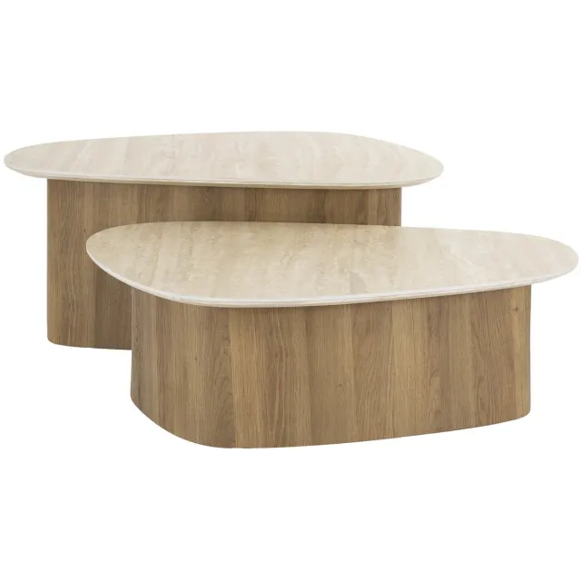 Giga Living Giga Meubel Salontafel Romano - Travertin - Set van 2 - 90x43x40cm