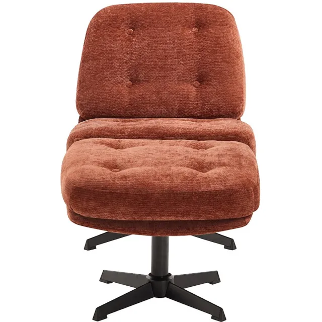 Vente-unique Fauteuil met voetenbank in gestructureerde terracotta stof TOLOZI