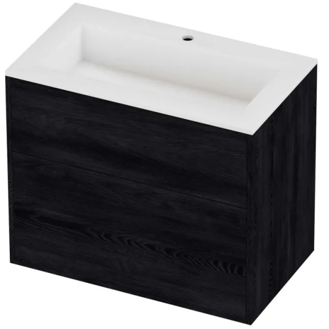 Proline Aristo Badmeubelset Polystone Elegant 1 Kraangat 80x46x67 cm Mat White Black Oak Eiken
