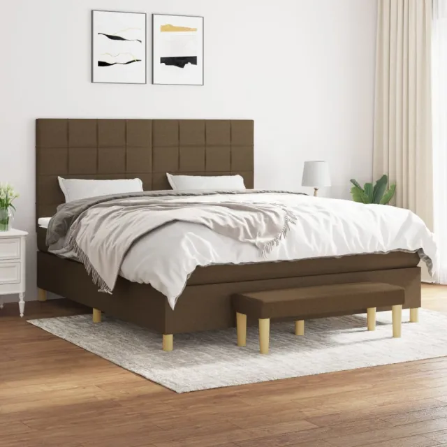 vidaXL Boxspring met matras stof donkerbruin 180x200 cm bruin