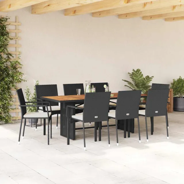 vidaXL 9-delige Tuinset poly rattan zwart, foto 2