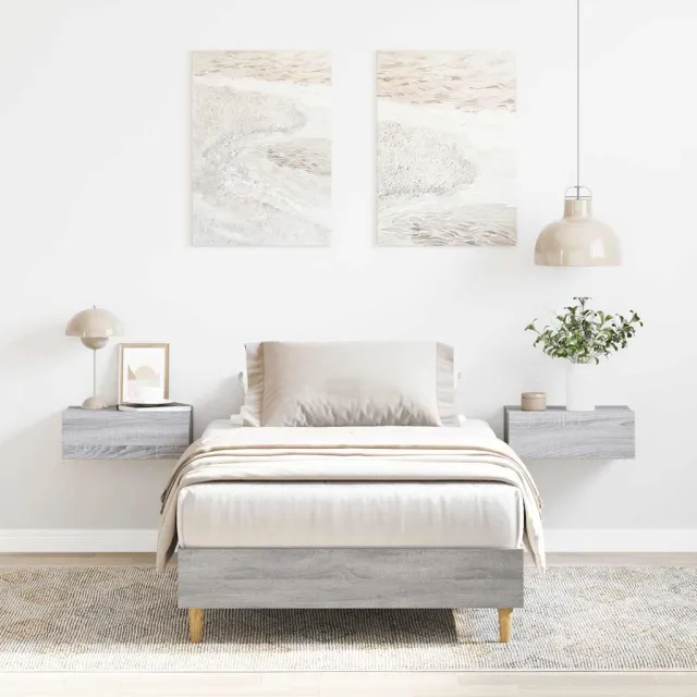 vidaXL Bedframe zonder matras 90x190 cm spaanplaat grijs Sonoma