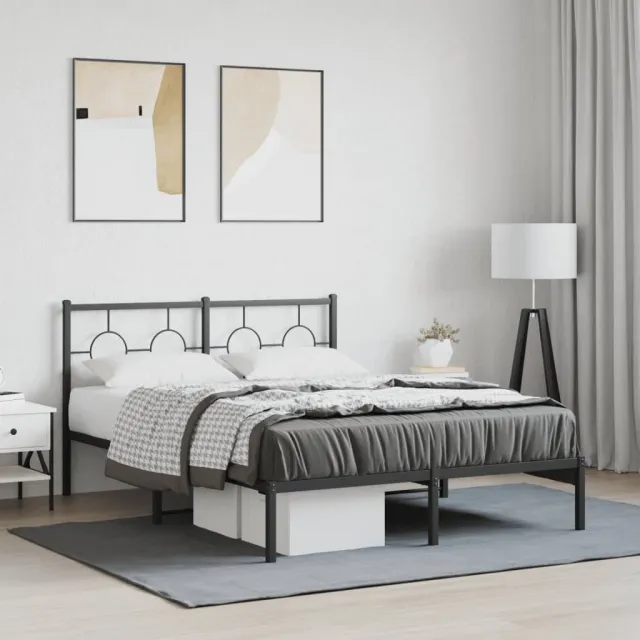 vidaXL Bedframe met hoofdbord metaal zwart 140x200 cm