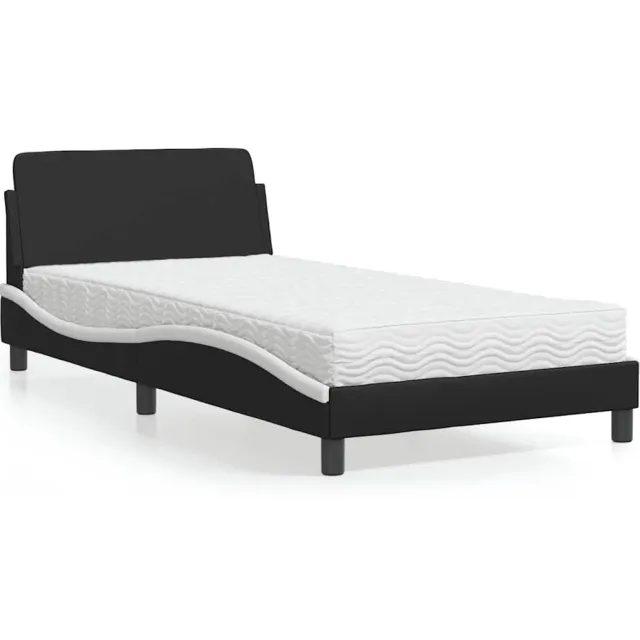 vidaXL Bed met matras "Dover" kunstleer zwart en wit 100x200 cm