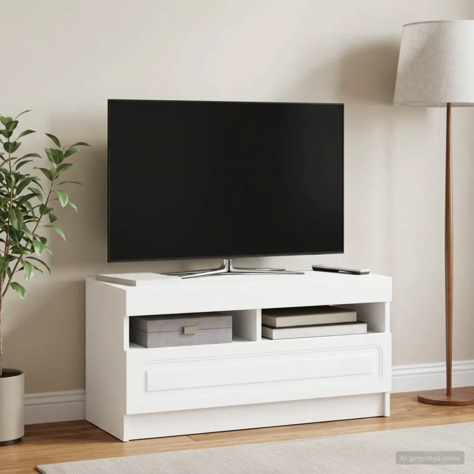 vidaXL LED tv-meubel Wit Bewerkt hout, foto 4