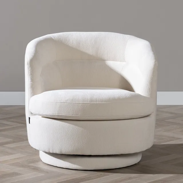 Bronx71 Scandinavische fauteuil Valerie draaibaar chenille off white Wit