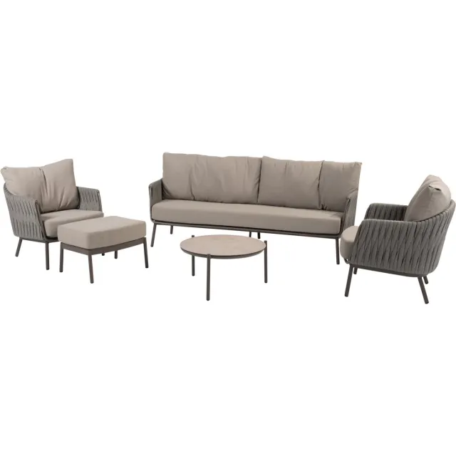 4 Seasons Outdoor Vic Cannes stoel bank loungeset 5 delig organic terre Taste 4SO Bruin / Terre