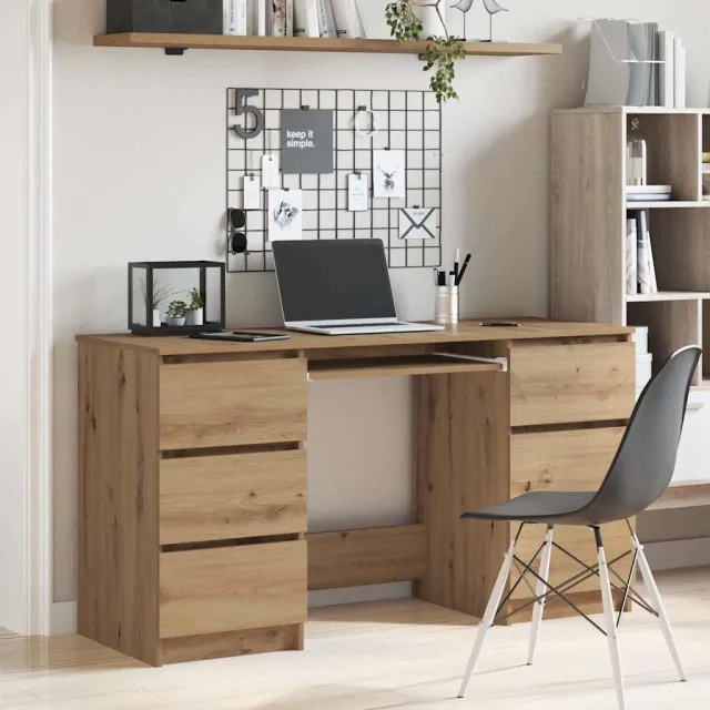 vidaXL Bureau 140x50x77 cm bewerkt hout artisanaal eikenkleur Bruin