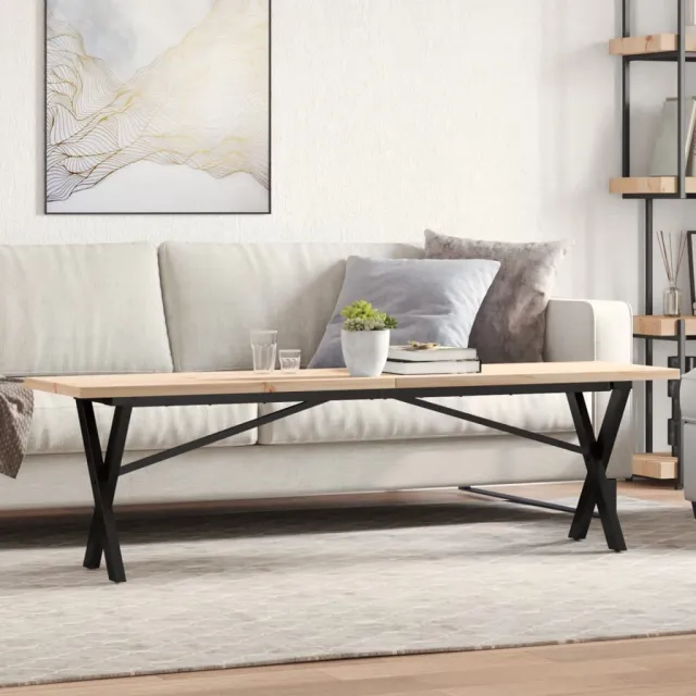 vidaXL Salontafel X-frame 160x40x45,5 cm grenenhout en staal Bruin