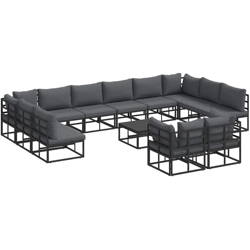 vidaXL Tuinbankenset 13 st Zwart Aluminium