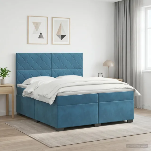 vidaXL Boxspringbed met matras Blauw 200 x 200 cm Fluweel