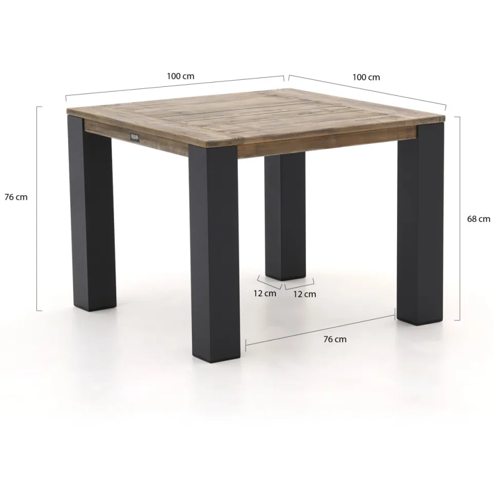 ROUGH Furniture ROUGH-X dining tuintafel 100x100x76cm bruin, foto 2