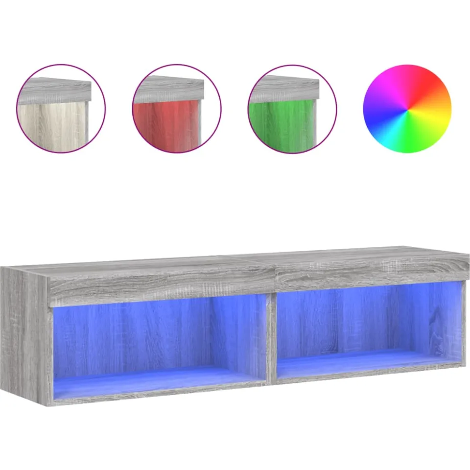 vidaXL Tv-meubels met LED-verlichting 2 st 60x30x30 cm grijs sonoma, foto 3