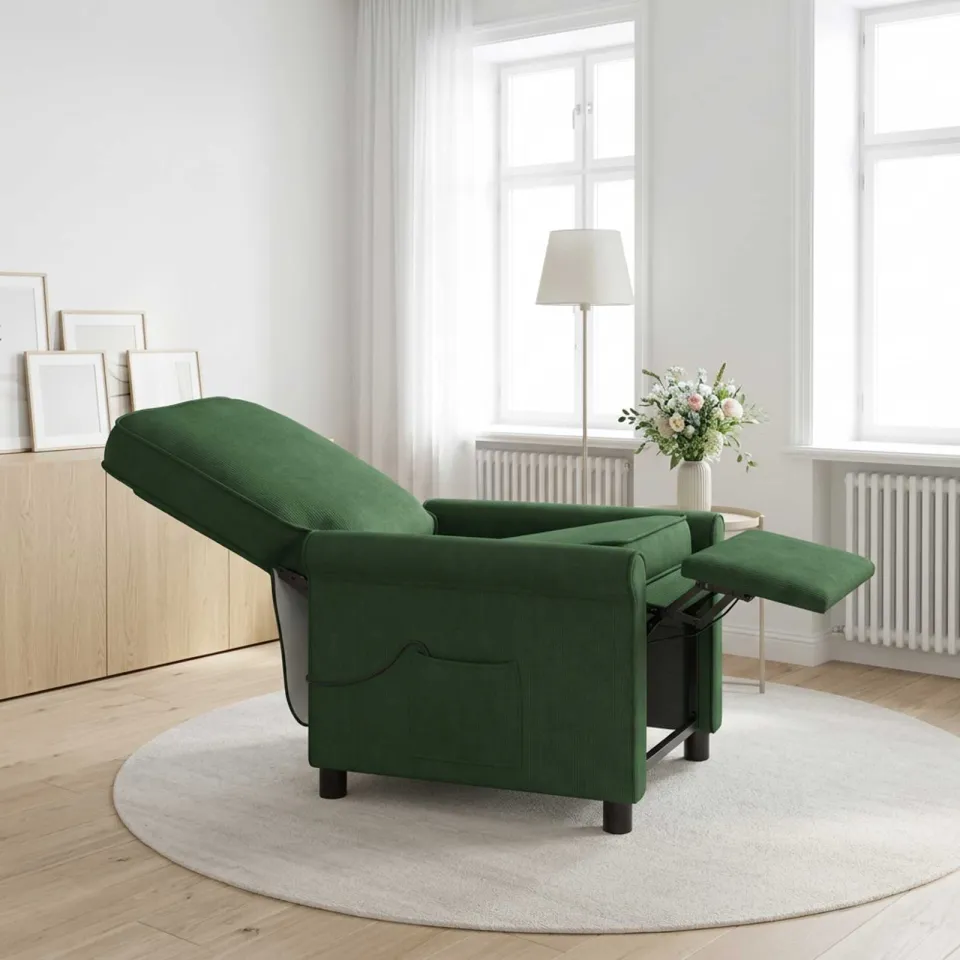 vidaXL Massage-relaxstoel Donkergroen 69 x 95 x 101 cm Stof bosgroen, foto 4