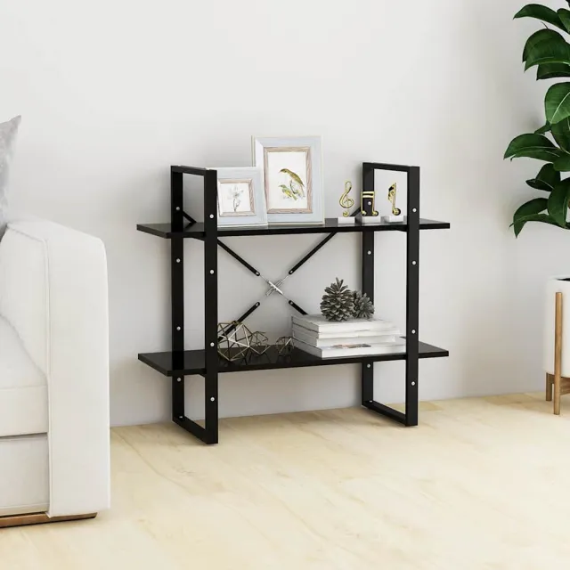 vidaXL Boekenkast met 2 schappen 80x30x70 cm bewerkt hout zwart, foto 2