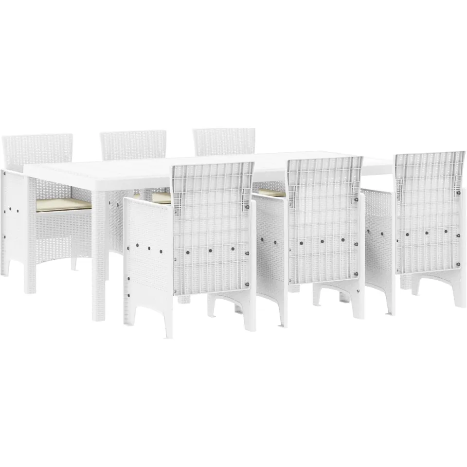 vidaXL Tuin eettafelset 7 st Wit Polypropyleen