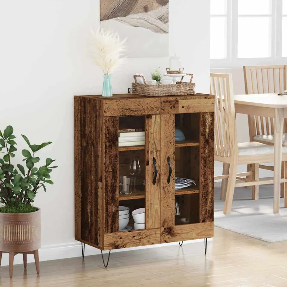 vidaXL Dressoir Oud Hout 69,5 x 34 x 90 cm Bewerkt hout bruin, foto 3