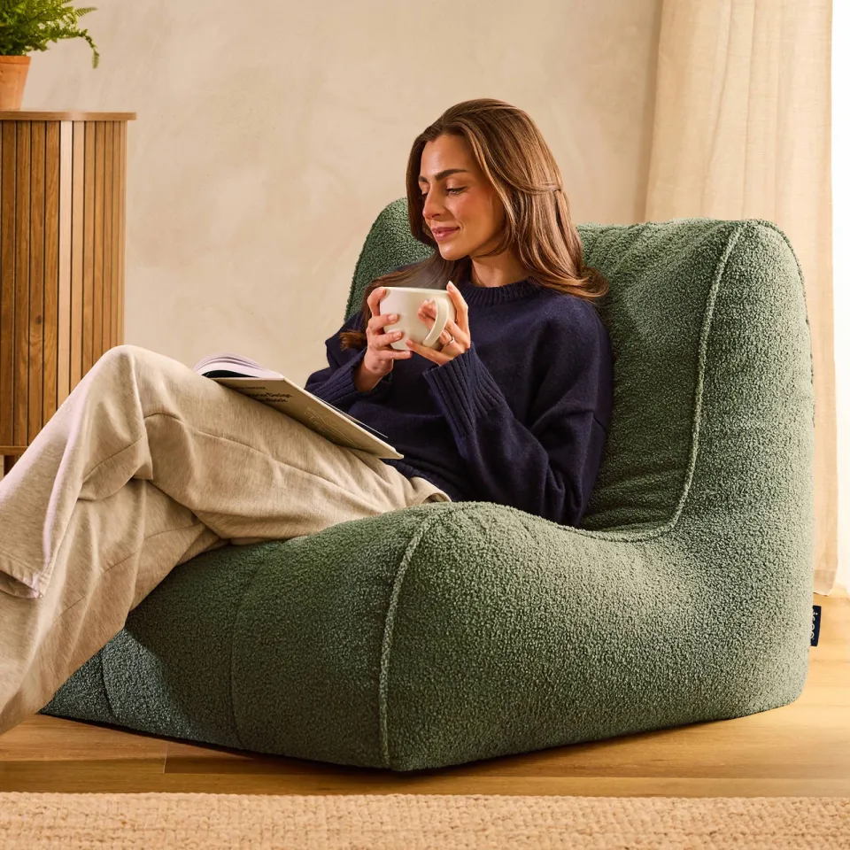 icon - Swoop Zitzak Fauteuil - Boucle - Olijfgroen, foto 3