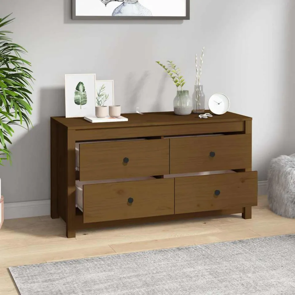 vidaXL Dressoir 100x40x54 cm massief grenenhout honingbruin bruin, foto 2