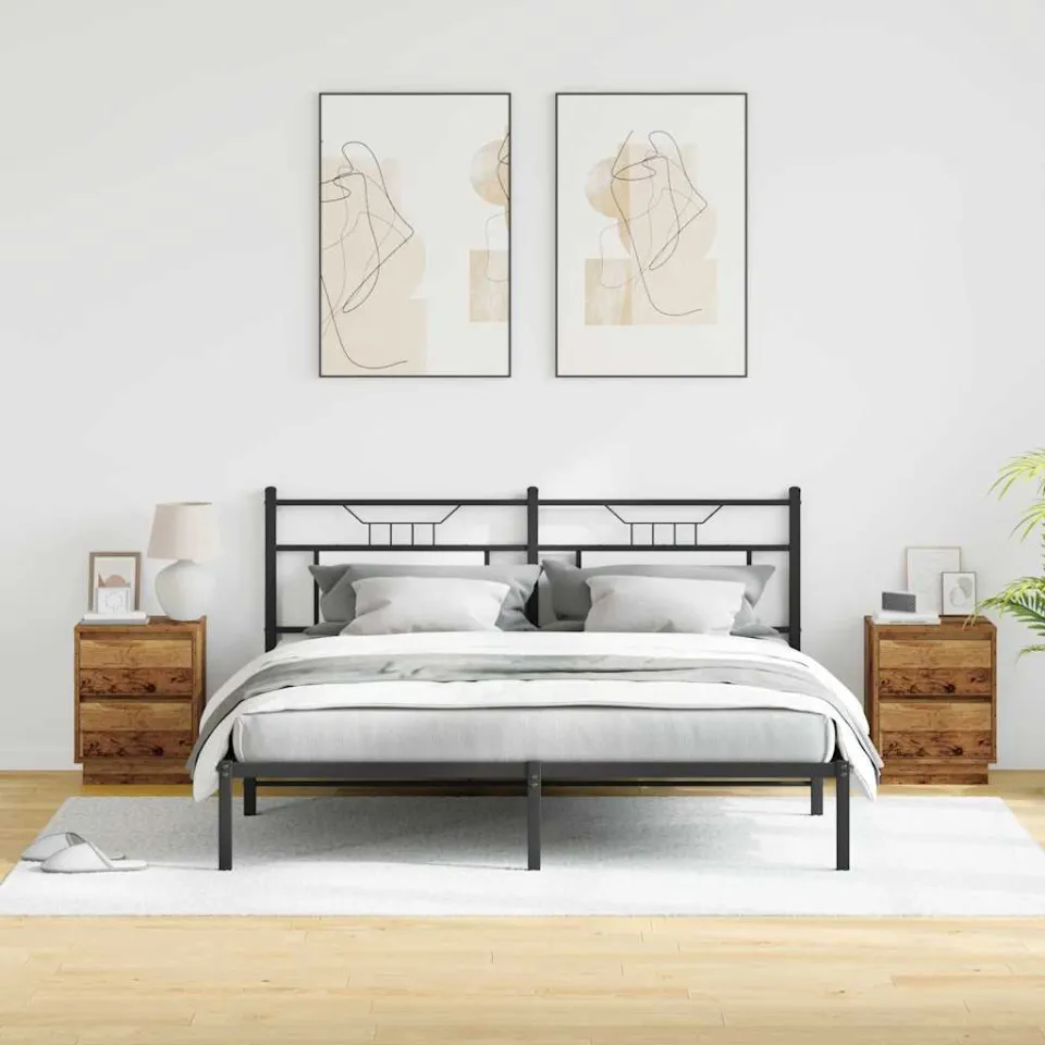 vidaXL Nachtkastje 2 st Oudhout 39 x 34,5 x 50 cm Bewerkt hout bruin, foto 4