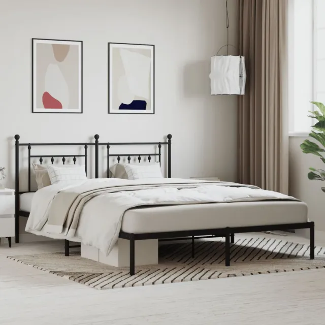vidaXL Bedframe met hoofdbord metaal zwart 160x200 cm