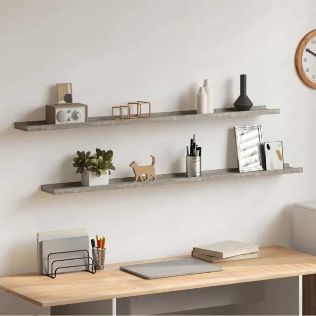 vidaXL Wandschappen 2 st 115x9x3 cm betongrijs