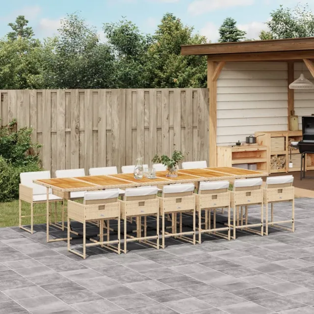 vidaXL 13-delige Tuinset met kussens poly rattan beige, foto 2
