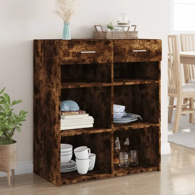 vidaXL Dressoir 80x42,5x93 cm bewerkt hout gerookt eikenkleurig, foto 2