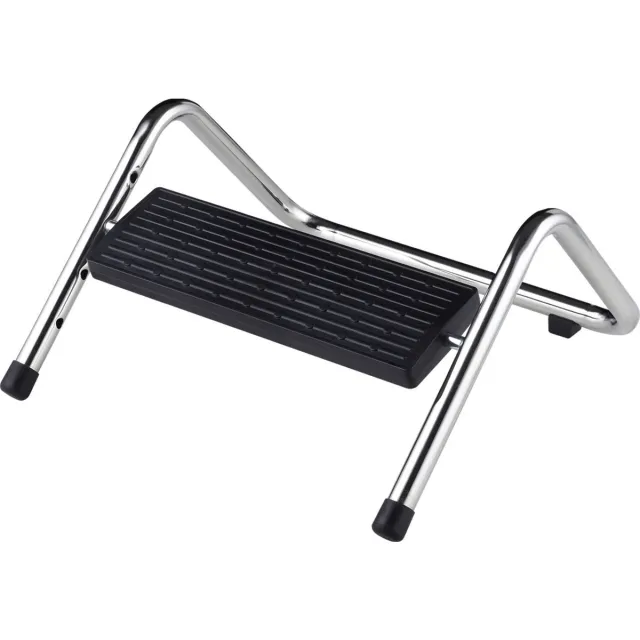 Brasq Voetensteun Metal FR300 ergonomisch metaal met antislip Zilver-Zwart