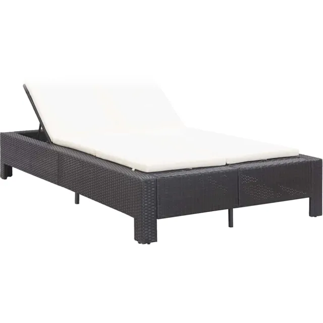 vidaXL Ligbed met kussen 2-persoons poly rattan zwart