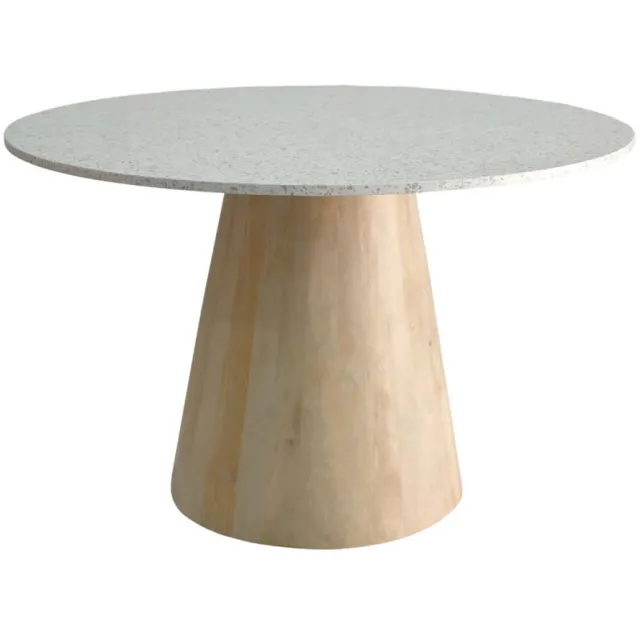 Giga Meubel Salontafel Sara Rond - Terrazzo/Hout - Naturel - 55x55x38cm