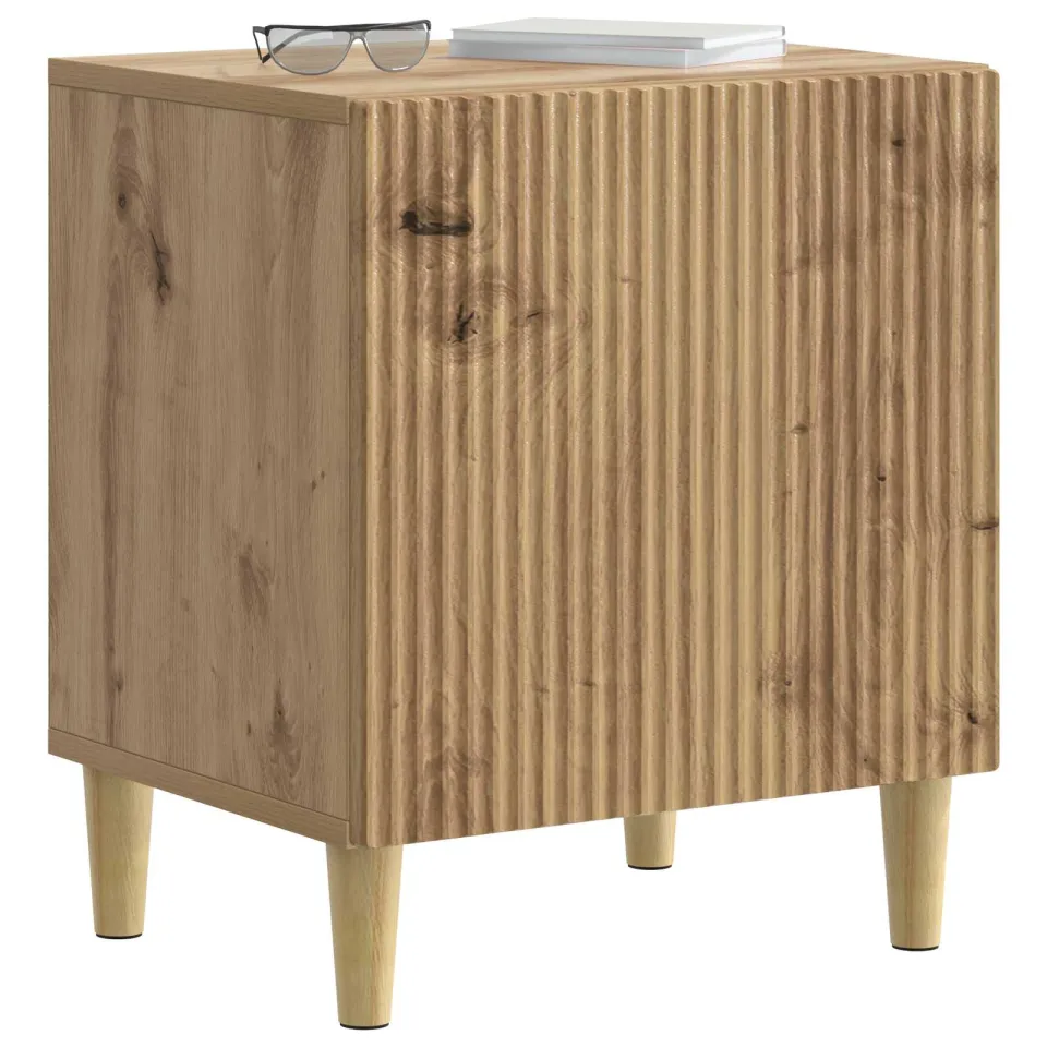vidaXL Nachtkastje Artisanaal eiken 43 x 34,5 x 50 cm Bewerkt hout Bruin