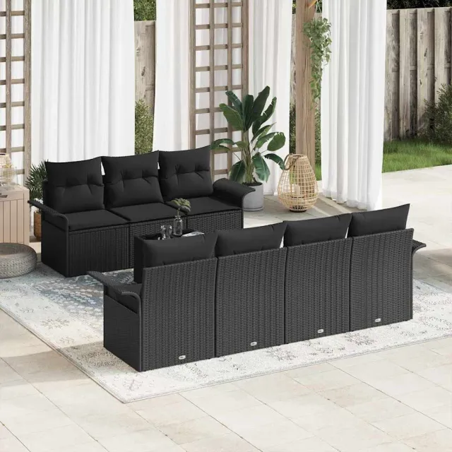 vidaXL Tuin Sofa Set 8 st Zwart poly rattan, foto 2