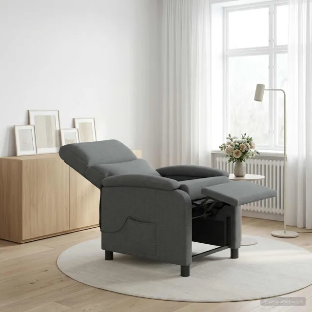 vidaXL Massage Recliner Donkergrijs Stof