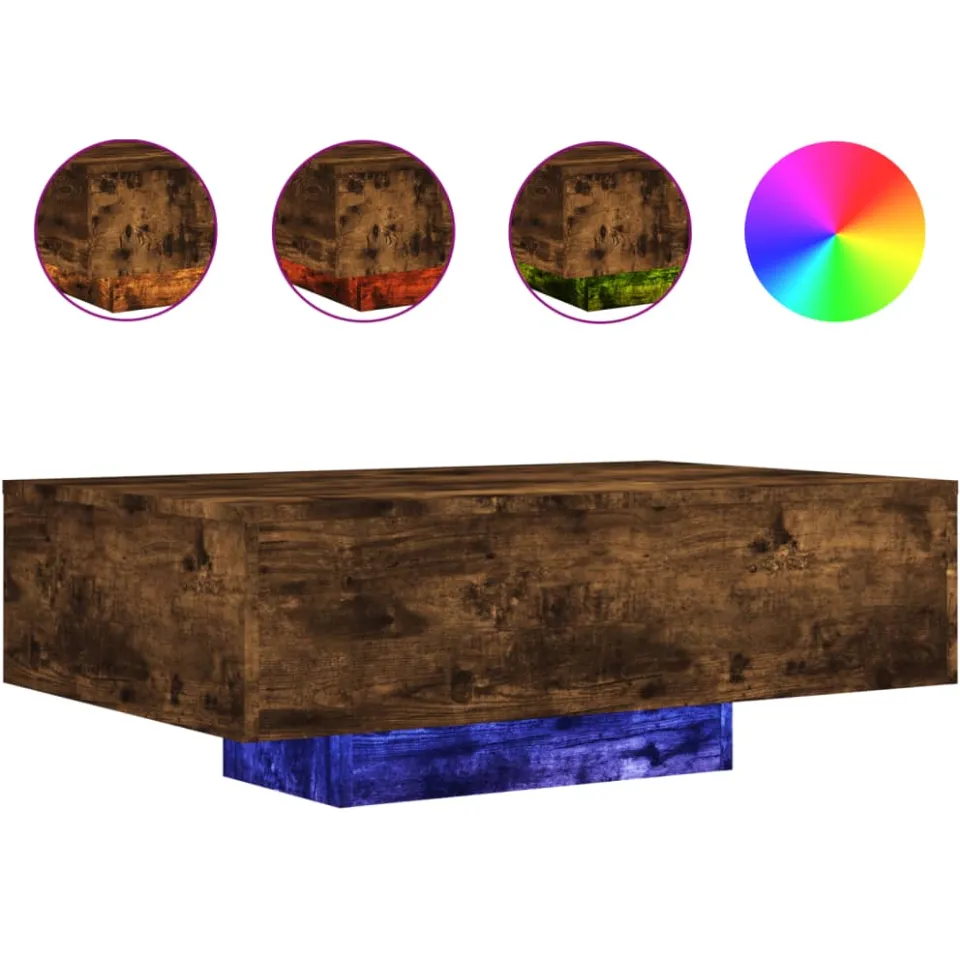 vidaXL Salontafel met LED-verlichting 85x55x31 cm gerookt eikenkleurig, foto 4