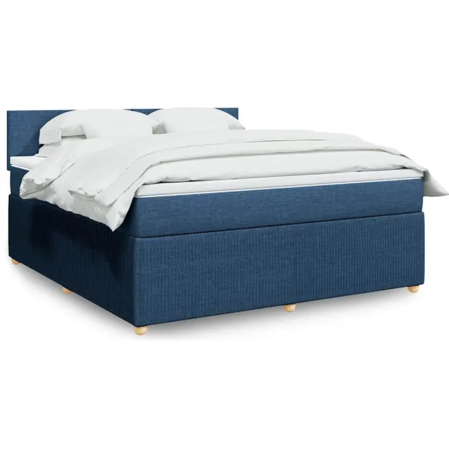 vidaXL Boxspring met matras stof blauw 180x200 cm