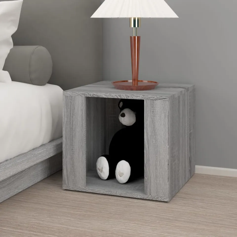 vidaXL Nachtkastje 41x40x36 cm bewerkt hout grijs sonoma eikenkleur, foto 3