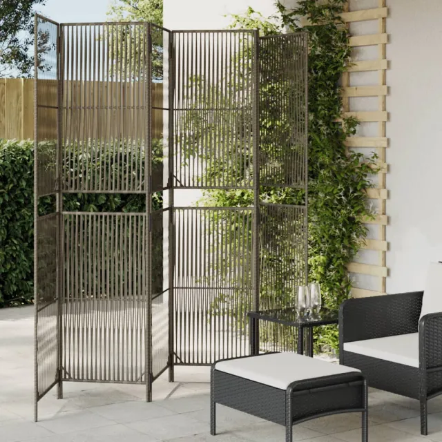 vidaXL Kamerscherm 6 panelen poly rattan grijs, foto 2