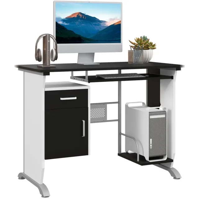 Atlasyx bureau - Tafel - Met lades - Bureautafel - Werktafel - Computertafel - Computerbureau - 100 x 52 x 75 cm - Zwart