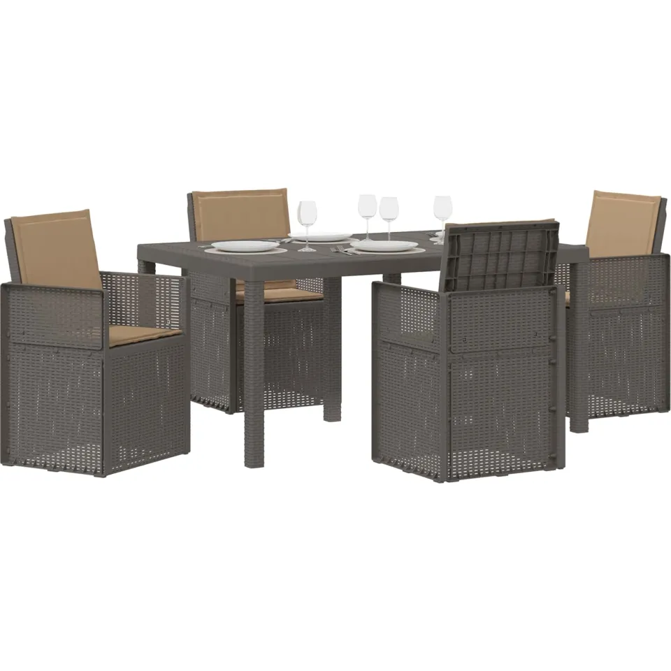 vidaXL Tuin eettafelset 5 st Lichtgrijs en Taupe PP, foto 3