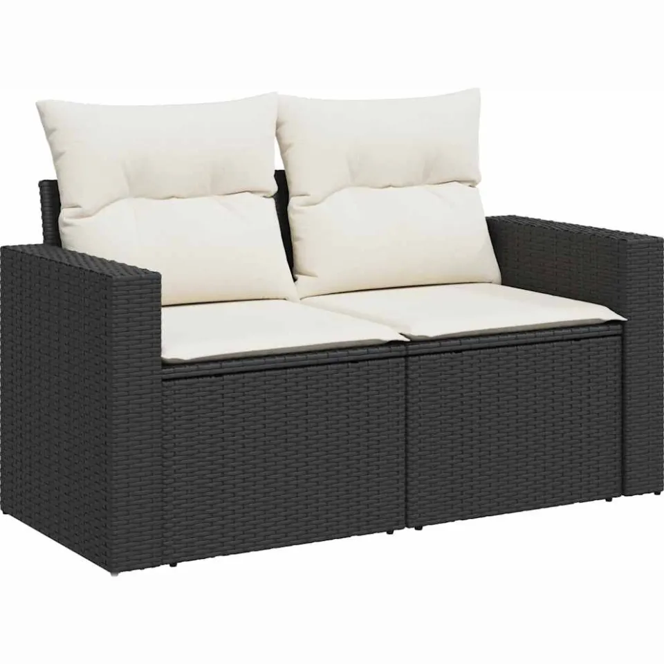vidaXL 6-delige Loungeset met kussens poly rattan zwart, foto 4