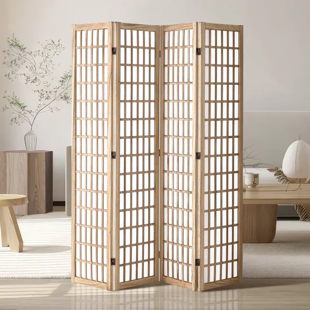 Vevor Kamerverdeler Privacy Scherm Japanse Scheidingswand 4-Delige Ruimtescheiding Kantoor Natuurlijke houtkleur