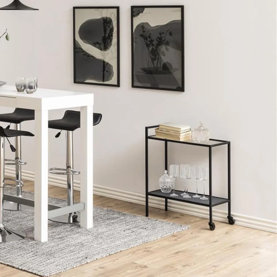 Lisomme Vic houten keuken trolley zwart - 60 x 75 cm, foto 2