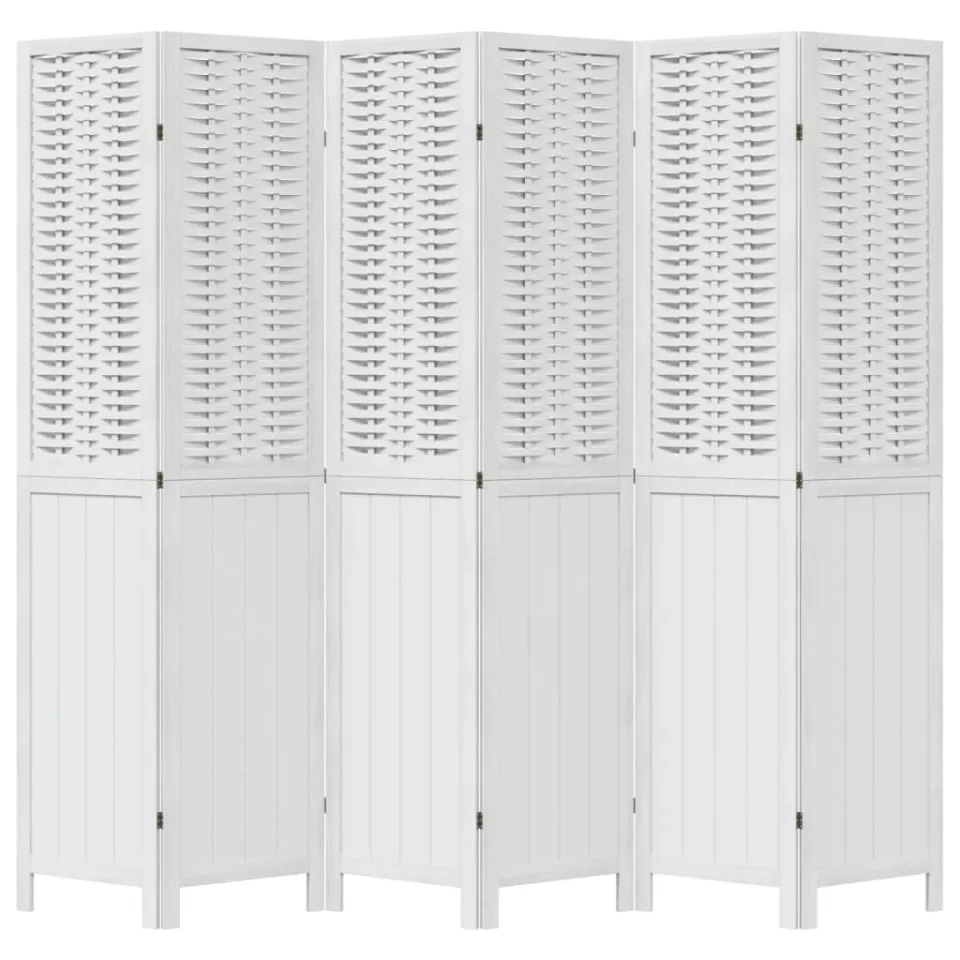 vidaXL Kamerscherm met 6 panelen massief paulowniahout wit, foto 4