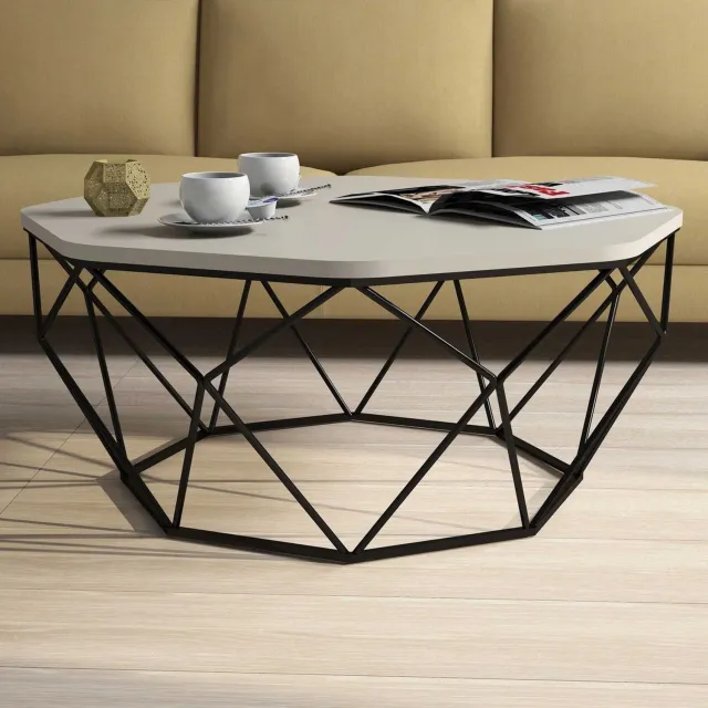 Skye Decor , Salontafel, Diamond - Cream, Gemelamineerde spaanplaat, Crème, 90 x 90 x 38 cm Beige