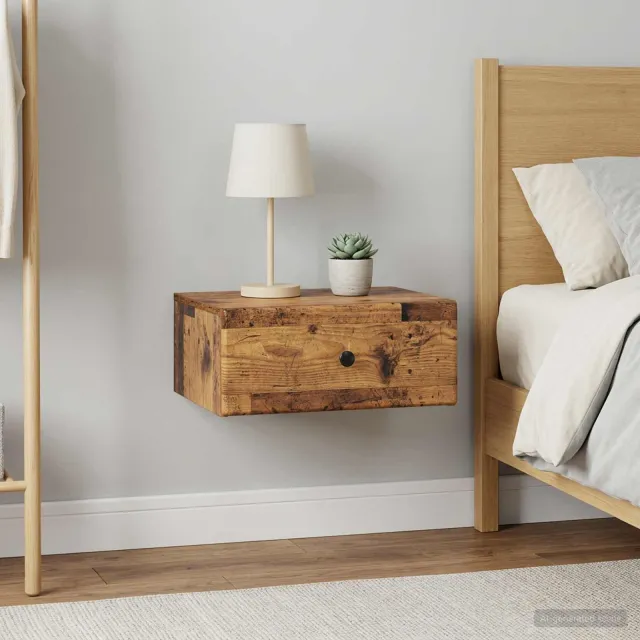 vidaXL Wandbeugel Bedkast 2 st Oud hout 49 x 34,5 x 20 cm Bewerkt hout bruin, foto 2