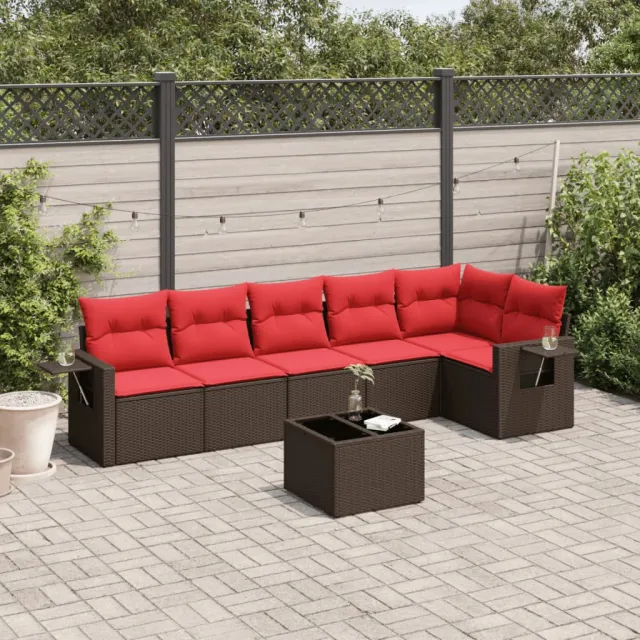 vidaXL 7-delige tuinbankset met kussens, bruin polyrotan, foto 2