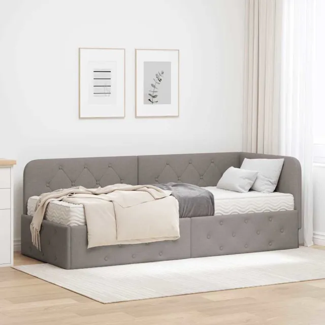 vidaXL Hoekbedframe Taupe 80 x 200 cm Stof