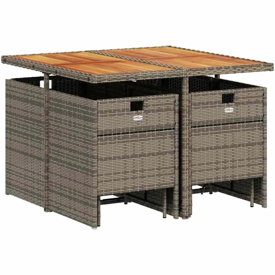 vidaXL 9-delige tuinset met kussens, grijs polyrotan, foto 3